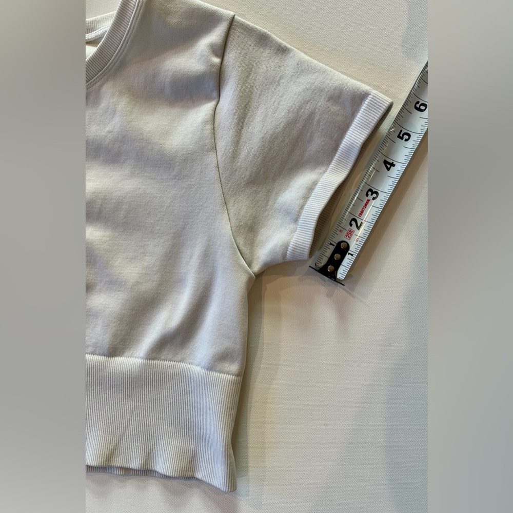 Aerie Offline Classic White Crop Top Medium Nylon Blend Workout Gym Shirt - Picture 9 of 11
